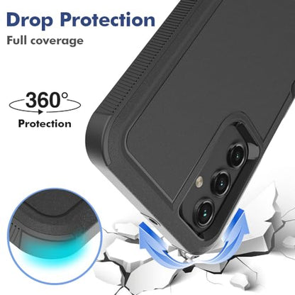 for Galaxy A15 5G Phone Case, [Military Grade Drop Tested] with HD Screen Protector, Dual Layer Protective Heavy Duty Cell Phone Cover Non-Slip Shockproof Case for Samsung Galaxy A15 5G (Black) - color: Black