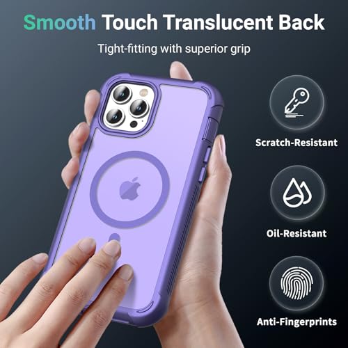 Magnetic for iPhone 12 Pro Max Case Heavy Duty Protection Dark Purple | Compatible with MagSafe,Military Grade Drop Protection,Translucent Matte,Non-Slip,Shockproof 2-Layer Durable Bumper Case - color: Dark Purple, size: iPhone 12 Pro Max