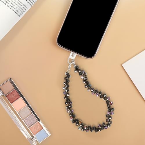 Phone Charm Detachable Metal Cellphone Wrist Strap for Women Girls, Cell Phone Lanyard - color: Bb-black