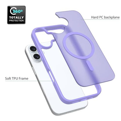 PinLiSheng Magnetic for iPhone 16 Case [Mil-Grade Drop Protection] [Compatible with Magsafe] Shockproof Slim Translucent Matte Protective Phone Case - Light Purple - color: A-Light Purple, size: iPhone 16