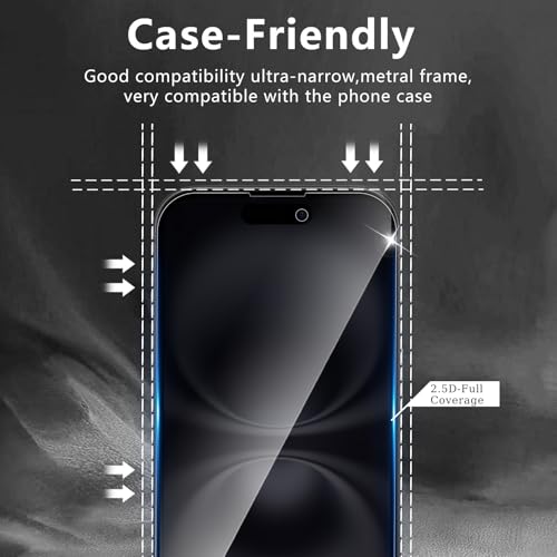 3+3 Pack Privacy Screen Protector Designed for iPhone 16 With 3 Pack Camera Lens Protector,Full Coverage Anti-Spy Tempered Glass Film,9H Hardness,Bubble Free,Easy to Install - color: iPhone 16 FK33