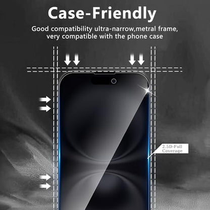 3+3 Pack Privacy Screen Protector Designed for iPhone 16 With 3 Pack Camera Lens Protector,Full Coverage Anti-Spy Tempered Glass Film,9H Hardness,Bubble Free,Easy to Install - color: iPhone 16 FK33