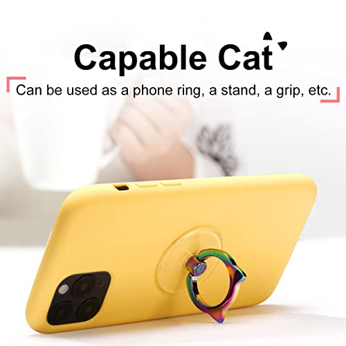 Cat Phone Ring Holder Grip- EI Sonador Transparent Cell Phone Ring Stand Holder Clear Kickstand Finger Grip, Compatible with Most of Phones, Tablets and Case (2 Colorful Cat) - color: 2 Colorful Cat