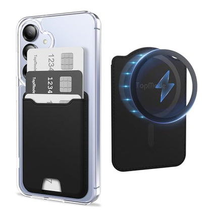 TopMade for MagSafe Wallet, 4 Cards Holder, Strongest Magnetic Phone Wallet - color: Black