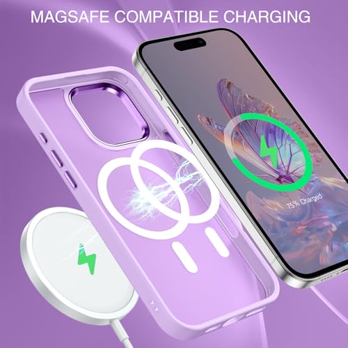 BENTOBEN Magnetic for iPhone 16 Pro Max Case,(Compatible with MagSafe) (Military Grade Drop Protection) Slim Translucent Matte Shockproof with Anti-Fingerprint Phone Case 6.9",Light Purple - color: Light Purple