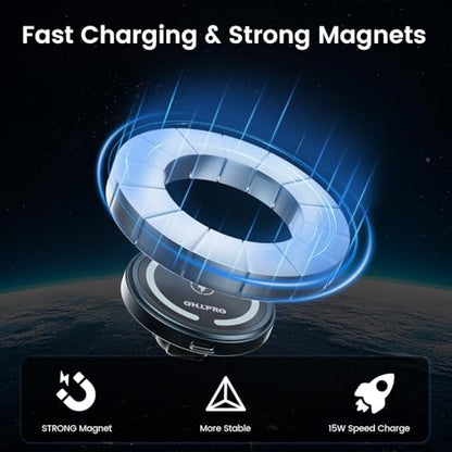 OHLPRO for MagSafe Car Mount iPhone Wireless Car Charger with Adapter - color: Black