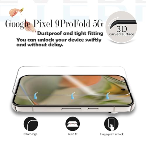 Screen Protector for Google Pixel 9 Pro Fold, [2+2 Pack] Tempered Glass for Pixel 9 Pro Fold & Camera Lens Protectors[Ultrasonic Fingerprint Unlock] [Case Friendly] [Bubble-Free] 6.3 Inches - size: Google Pixel 9 Pro Fold