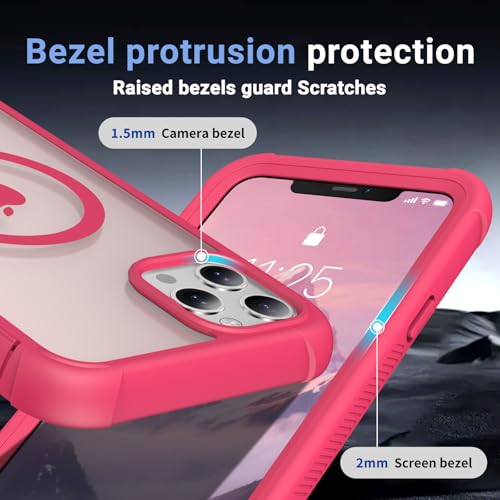 jaroco Magnetic for iPhone 11 Pro Max Case Heavy Duty Protection Rose | Compatible with MagSafe,Military Grade Drop Protection,Translucent Matte,Non-Slip,Shockproof 2-Layer Durable Bumper Case - color: Rose, size: iPhone 11 Pro Max