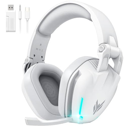BENGOO G1 60H Wireless Gaming Headset with RGB Lights & Mic for PS5 PS4 PC - color: White