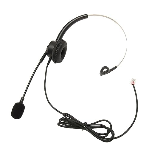 SUNGOOYUE Telephone Headset, Single Ear Wired Headphone with Noise Canceling Microphone and Adjustable Headband for Call Center Customer Service Office PC