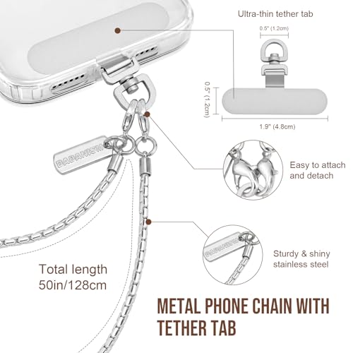 Dadanism Universal Phone Lanyard Crossbody, Silver - color: Silver, size: 128 cm