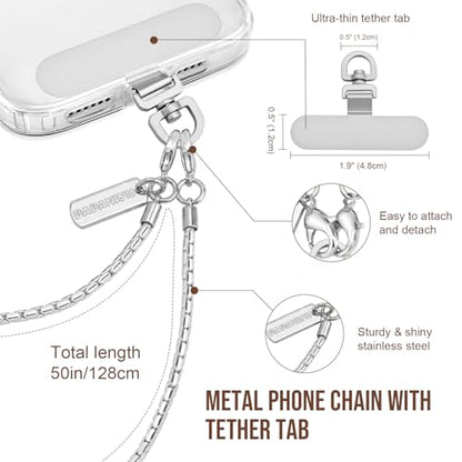 Dadanism Universal Phone Lanyard Crossbody, Silver - color: Silver, size: 128 cm