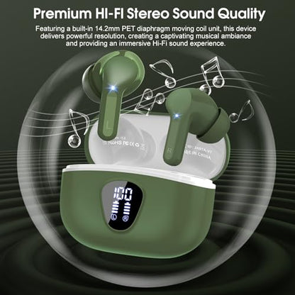 BESNOOW I53 ENC Wireless Earbuds Bluetooth 5.4 HiFi Stereo in Ear Ear Buds - color: Green
