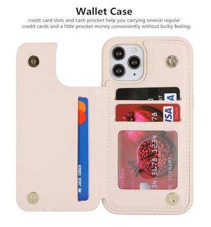 iCoverCase Compatible with iPhone 13 Pro Max Phone Case with Card Holder, Wallet Case for Women Men RFID Blocking PU Leather Protective Case 6.7 Inch (Beige) - color: Beige