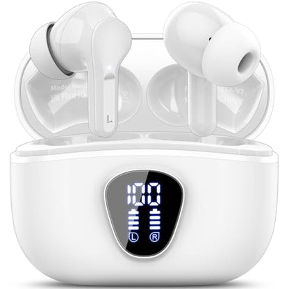 Wireless Earbuds, Bluetooth 5.4 Headphones HiFi Stereo, Bluetooth Earbuds - color: White
