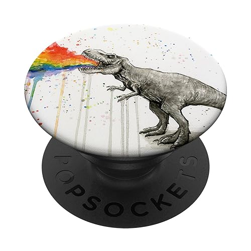 Watercolor Colorful T-Rex Dino Dinosaur Pop Mount Socket PopSockets Adhesive PopGrip - style: Adhesive PopGrip
