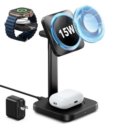 ESR 3 in 1 MagSafe Charger Stand with CryoBoost, Wireless Charging Stand - color: Black