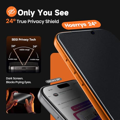 Hoerrye Matte Privacy Screen Protector for iPhone 17 Pro Max - 24° Anti Spy