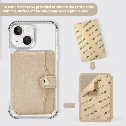 M-PlateauPhone Wallet Stick on with Sticky Adhesive for Phone - color: Khaki