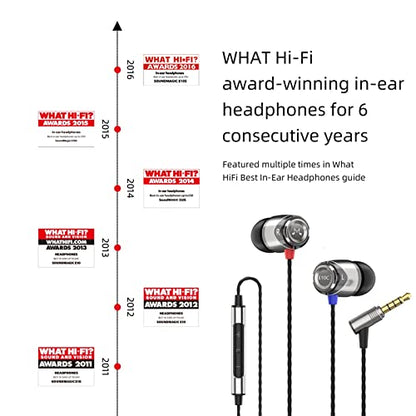 SoundMAGIC E10C Wired Earbuds, Built-in Mic, Premium Hi-Fi, 3.5mm, Gunmetal - color: Gunmetal, style: Modern