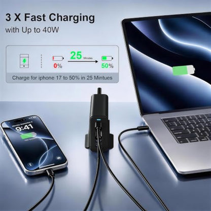 165W Charging Station, 6 Port Desktop Charger, 3 Ports 40W Black - color: Black