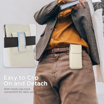 for Phone Pouch Holster Belt Case, Premium Leather Pouch with Belt Clip Phone Holster Belt Case (White, Medium) - color: White, size: Medium