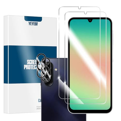 Galaxy A26 HD Clear Tempered Glass Screen Protector + Camera Lens Protectors, [2+2 Pack] [3D Glass] [Anti-Glare] [Bubble-Free] Screen Protector Glass For Samsung Galaxy A26 - size: Galaxy A26