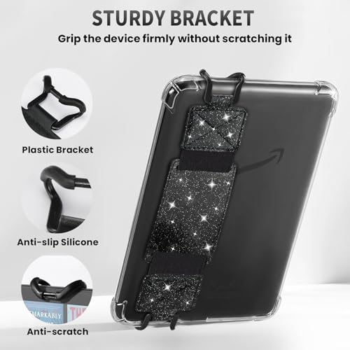 MoKo 2 Pack Hand Strap for 6-8" Kindle eReaders Tablets, Black+Shiny Black - color: Black+Shiny Black