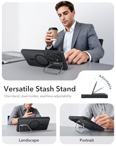 ESR for Samsung Galaxy S26 Ultra Phone Case with Stash Stand, Compatible with MagSafe, Military-Grade Protection, Magnetic Case for, Scratch-Resistant Back Cover, Frosted Black - color: Frosted Black