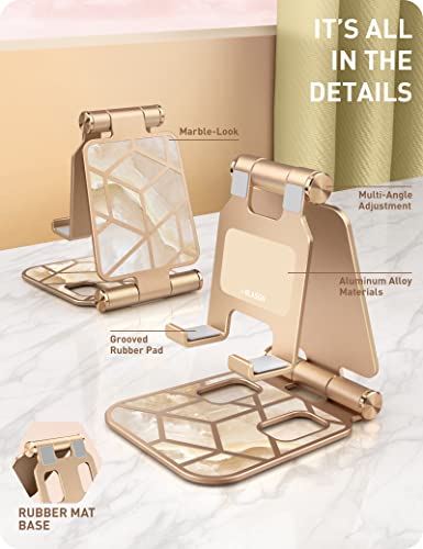 i-Blason Cell Phone Stand for Desk, Phone Holder fits All Phones, Gold - color: Gold
