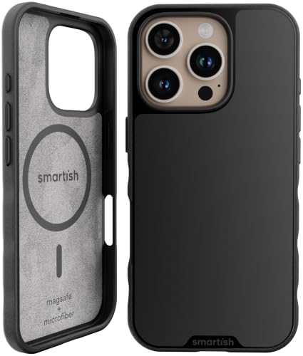 Smartish iPhone 16 Pro MagSafe Case, Gripmunk, Slim Grip Case, Black | Thin, Grippy & Protective, Magnetic with Microfiber-Lined Interior, Drop-Tested from 6 Feet, Raised Edges for Screen & Camera - color: Black Tie Affair (MagSafe), size: iPhone 16 Pro