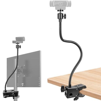 Webcam Stand, Webcam Mount Gooseneck Arm with Phone Holder Web Camera Stand Desk Mount Clip Clamp for Logitech Webcams C922 C930e C920S C920 C615 C960 C920x BRIO 4K NexiGo N60 and More - size: 21 INCH