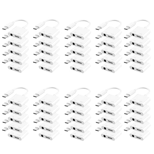 Criello USB C to 3.5mm Headphone and Charger Adapter - color: White, size: 50 Pack