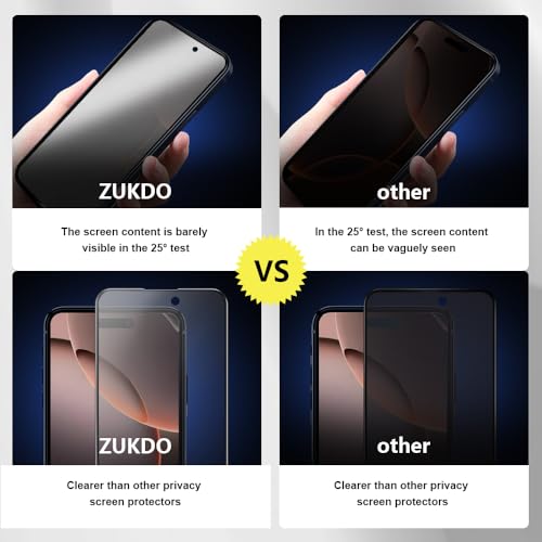 2 Pack for iPhone 16 Pro 6.3" Matte Privacy Screen Protector Anti-glare Anti-spy Tempered Glass Film Anti-fingerprint Easy Installation - size: iPhone 16 Pro