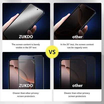 2 Pack for iPhone 16 Pro 6.3" Matte Privacy Screen Protector Anti-glare Anti-spy Tempered Glass Film Anti-fingerprint Easy Installation - size: iPhone 16 Pro