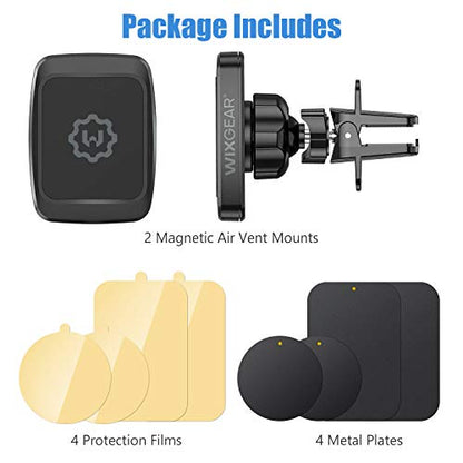 Magnetic Phone Car Mount, [2 Pack] Air Vent Car Phone Mount Holder, Phone Holder for Car with Twist-Lock Base, Compatible with All Smartphones