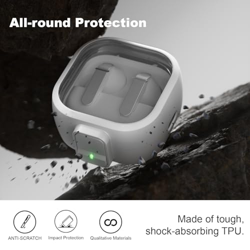 for Samsung Galaxy Buds 4/Buds 4 Pro Case (2026) with Secure Safety Lock Clip,Shockproof Scratch-Resistant TPU Transparent Soft Shell Protective Cover Accessories with Carabiner/Cleaning Kit(White) - color: White