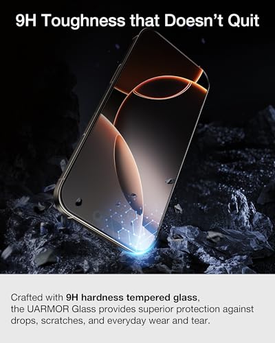 UARMOR Glass 3 Pack Screen Protector for iPhone 17 Pro, 9H Tempered Glass with Easy Installation Kits, Shatterproof, Case-Friendly Fit - HD Clear (iPhone 17 Pro) - size: iPhone 17 Pro