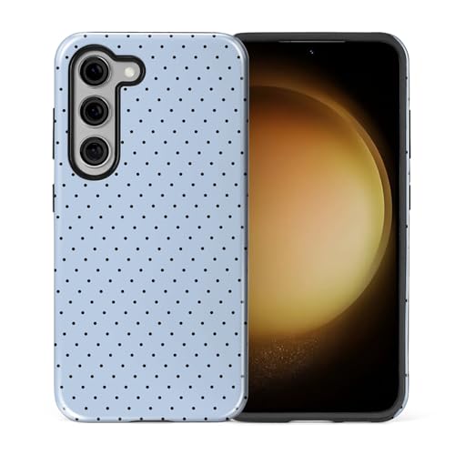 for Samsung Galaxy S23 Case,Dual-Layer Hard Shell + Silicone Phone Cover,Full Body Protection Shockproof Case for Samsung Galaxy S23-Cute Polka Dot Blue - color: Cute Polka Dot Blue, size: Samsung Galaxy S23