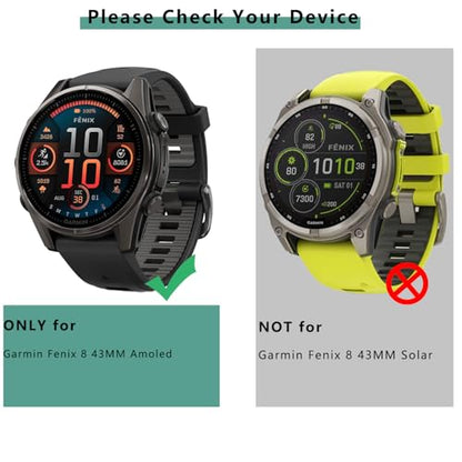 [1+4 Pack] Case with Tempered Glass Screen Protector Compatible with Garmin Fenix 8 AMOLED 43MM (Not for Fenix 8 43mm Solar), Bumper Full Coverage Protective Soft Cases Face Cover for Fenix 8 AMOLED 43MM - size: for Fenix 8 AMOLED 43MM