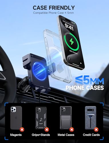 Wireless Car Charger 15W Auto Clamping Phone Holder Dash Windshield Vent - color: Royal blue