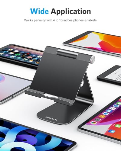 OMOTON T1 Adjustable Tablet Stand for Desk, Aluminum Holder for iPad Black - color: Black