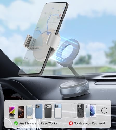 TONEOF Phone Clamp for Magnet with Metal Ring Phone Mount for Magsafe Stand - color: Beige Gray