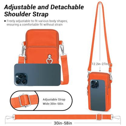 YINHEXI Small Crossbody Bags for Women Trendy, Mini Triple Compartment Cell Phone Crossbody Wallet Purses - color: Orange-2