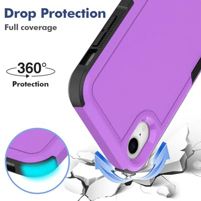 for iPhone XR Case: Dual Layer Protective Heavy Duty Cell Phone Case Shockproof Rugged Bumper Tough with Screen Protector - 16ft Military Grade Drop Tested for Appple iPhone XR (6.1 inch), Purple - color: Purple (PC) + Black (TPU)