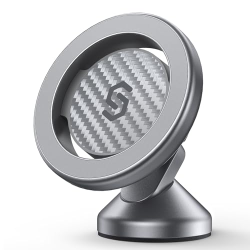 SYNCWIRE MagSafe Car Mount, Adjustable Magnetic Phone Holder, Carbon Fiber - color: Titanium Silver