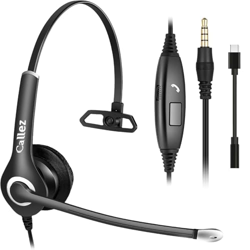 Callez 3.5mm Cell Phone Headset with Call Control for iPhone Samsung iPad
