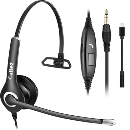 Callez 3.5mm Cell Phone Headset with Call Control for iPhone Samsung iPad