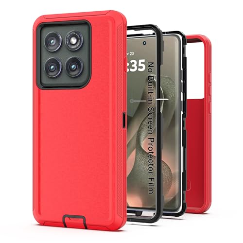 for Motorola Moto Edge 5G 2025 Case, Heavy Duty Protective Case with [3 in 1] Rugged Rubber Shockproof Protection Cover for Moto Edge 2025(Red/Black) - color: Red/Black
