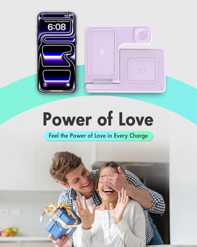 GETPALS Wireless Charger iPhone Charging Station for Apple Multiple Devices - color: Light Violet